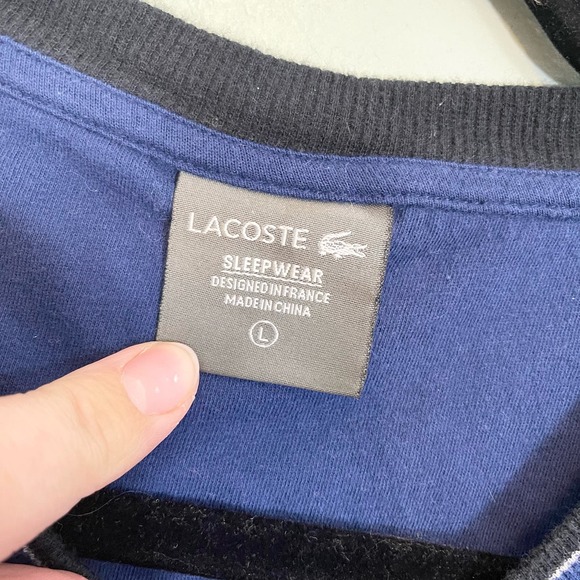 Lacoste Men's Blue V-Necked Pullover Long Sleeves Sleepwear Lounging Shirt Large - Picture 4 of 8